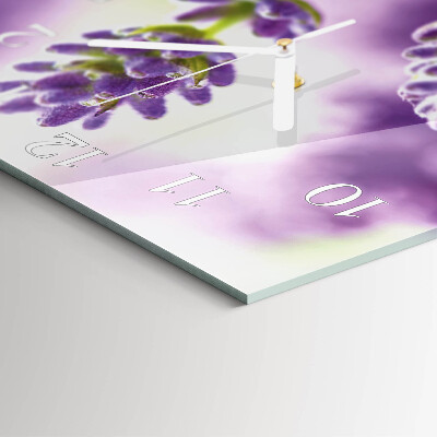 Glass clock square Lavender