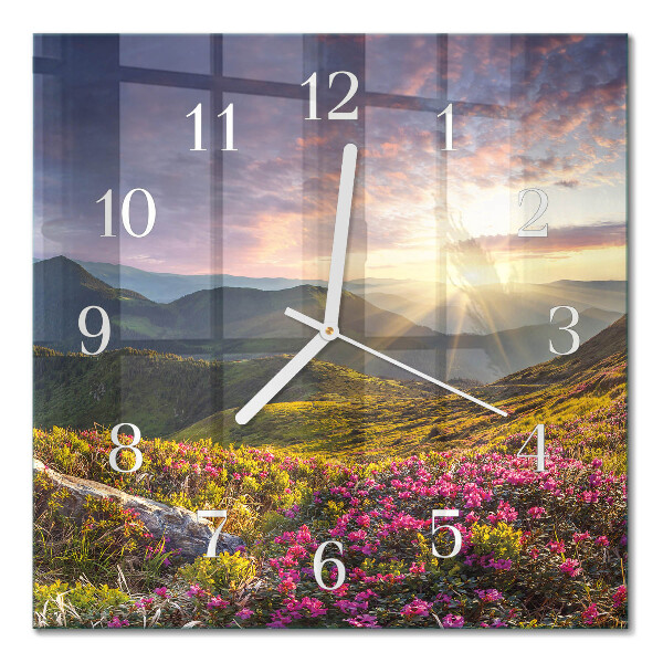 Glass wall clock square Landscape
