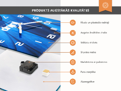 Glass wall clock square Landscape