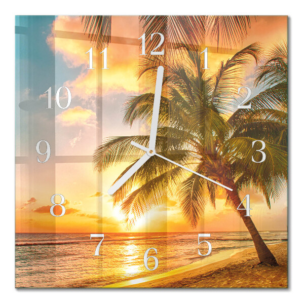 Square kitchen clock Sunset