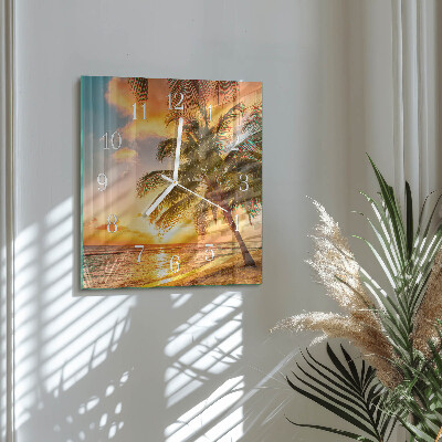 Square kitchen clock Sunset