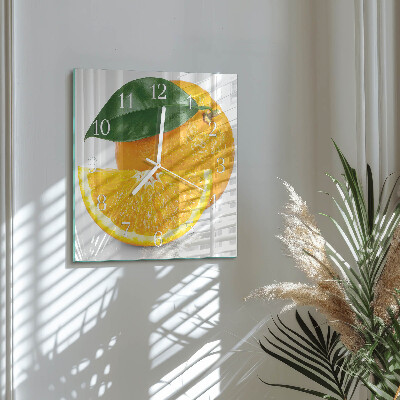 Glass clock square Oranges