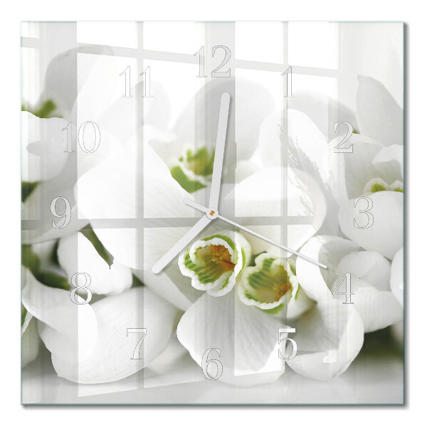 Square wall clock Flowers