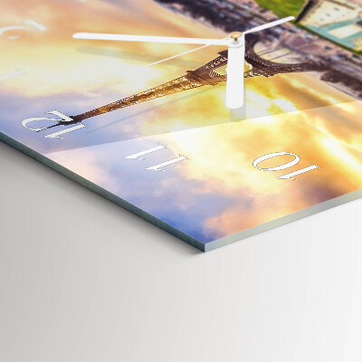 Glass clock square Eiffel tower
