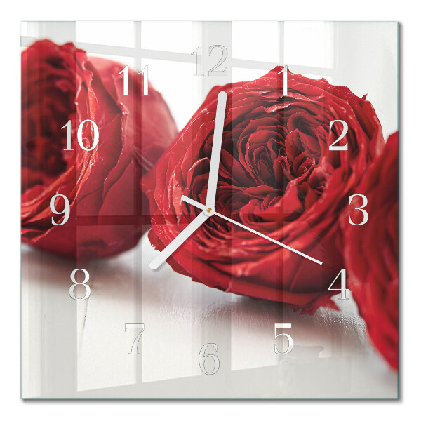 Glass clock square Flowers