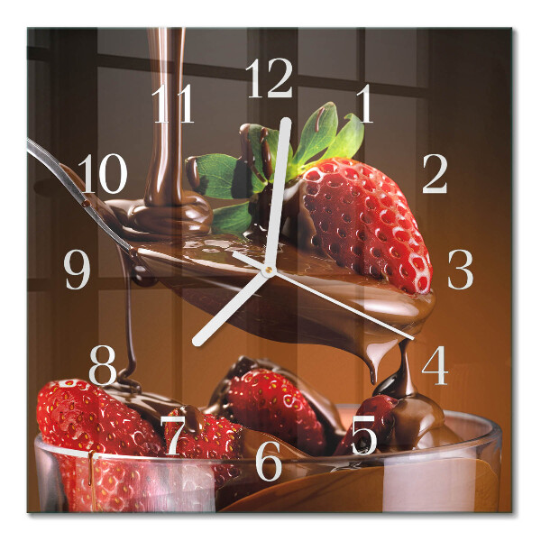 Glass wall clock square Chocolate-covered strawberries