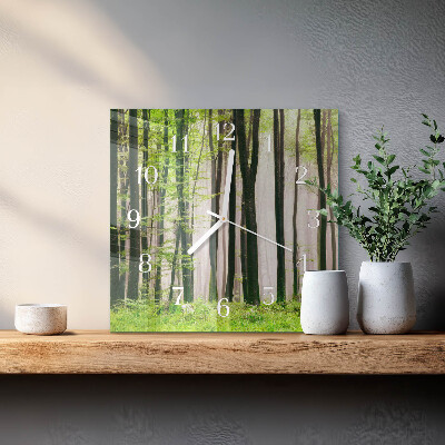 Glass clock square Forest