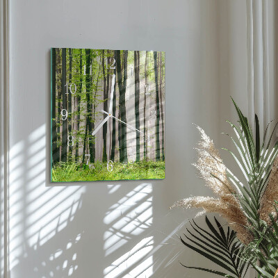 Glass clock square Forest