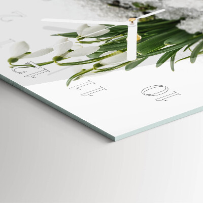 Glass wall clock square Snowdrop
