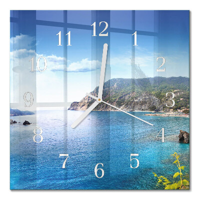 Glass wall clock square Bay