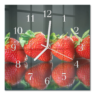 Glass wall clock square Strawberries