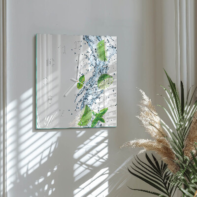 Glass wall clock square Mint