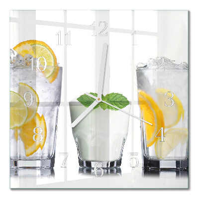 Glass clock square Citrus