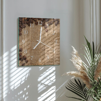 Glass wall clock square Coffee beans