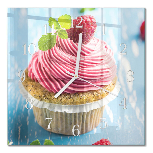 Glass clock square Raspberry muffin