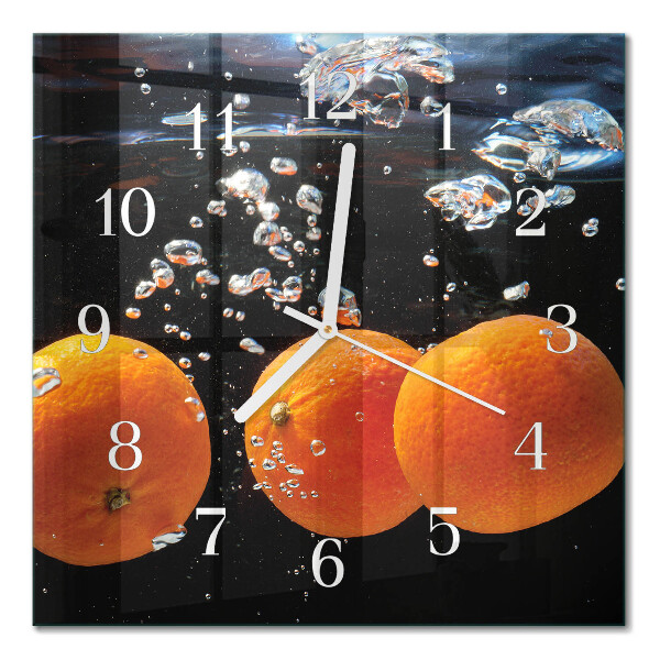 Glass clock square Oranges