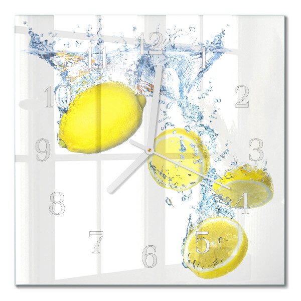 Glass clock square Lemons