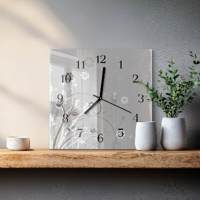 Square wall clock Flowers