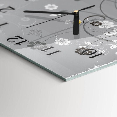 Square wall clock Flowers