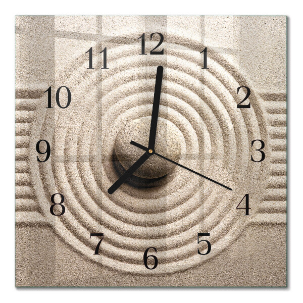 Glass wall clock square Stone