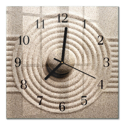 Glass wall clock square Stone