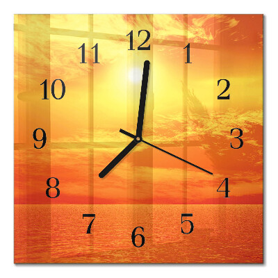 Glass wall clock square Sunny