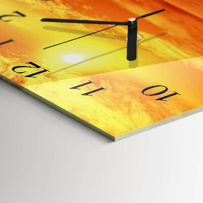 Glass wall clock square Sunny