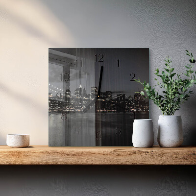 Square wall clock Horizontal bridge