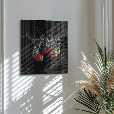 Glass wall clock square Strawberries