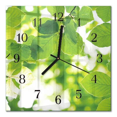 Square wall clock Leaves