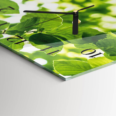 Square wall clock Leaves