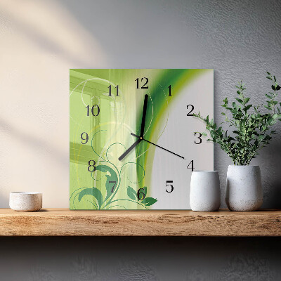 Glass wall clock square Floral pattern