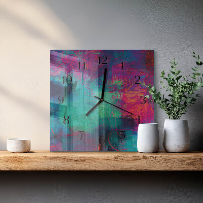 Glass wall clock square Colorful picture