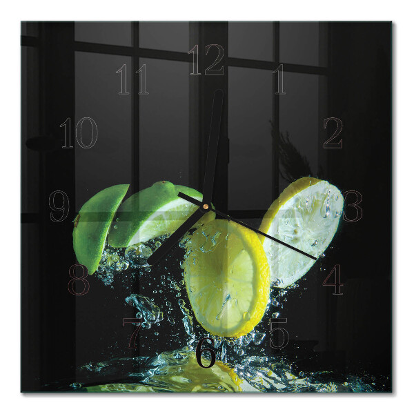 Square wall clock Lemon and lime