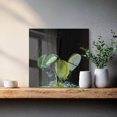 Square wall clock Lemon and lime