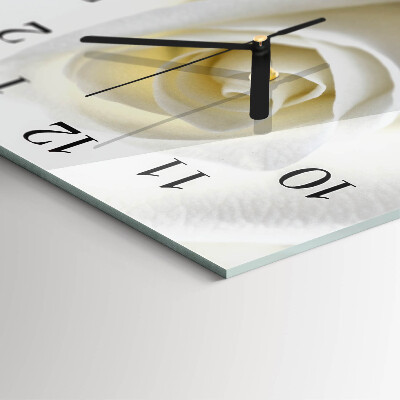 Glass clock square White rose