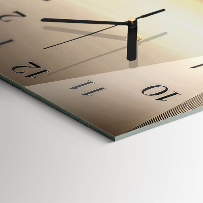 Glass wall clock square Bridge in sepia