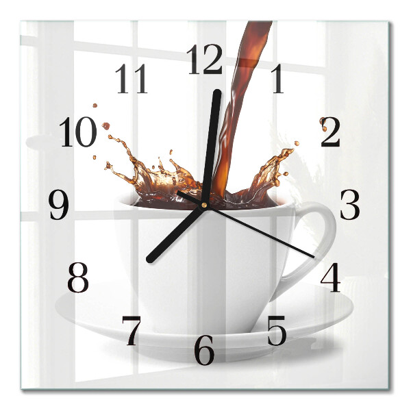 Square kitchen clock A cup of coffee