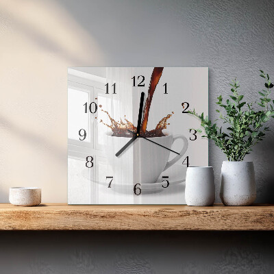 Square kitchen clock A cup of coffee