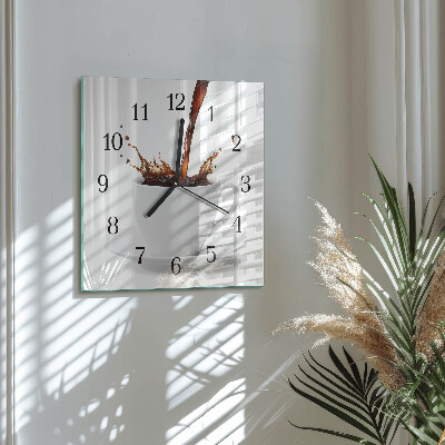 Square kitchen clock A cup of coffee