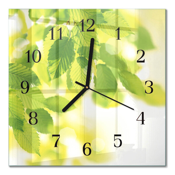 Square wall clock Leaves