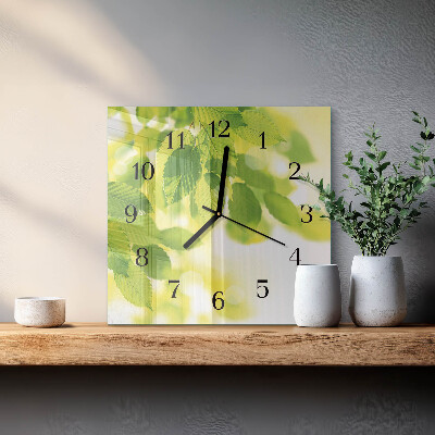 Square wall clock Leaves