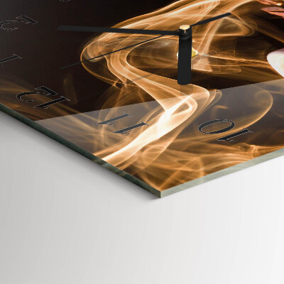 Glass wall clock square A cup of coffee