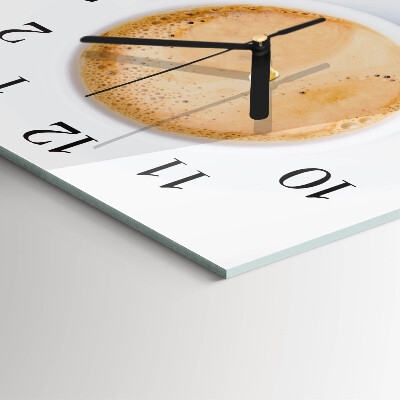 Glass wall clock square A cup of coffee