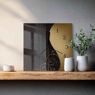 Glass clock square Abstract art