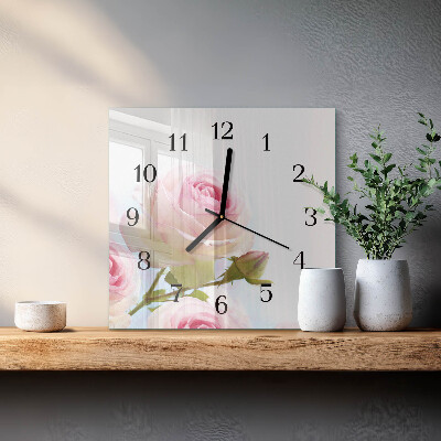 Square wall clock Rose
