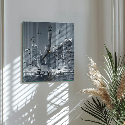 Glass wall clock square Horizon