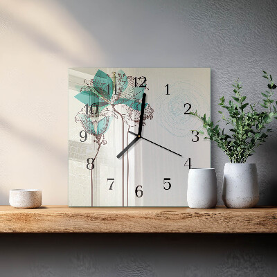 Square wall clock Vintage flowers