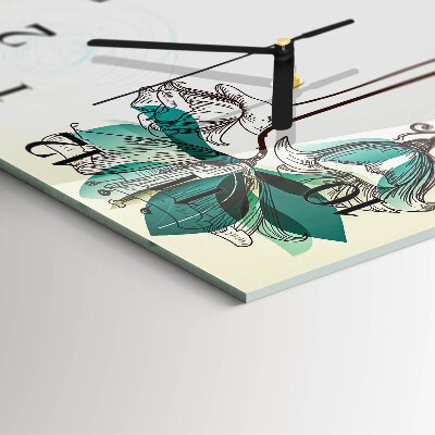 Square wall clock Vintage flowers
