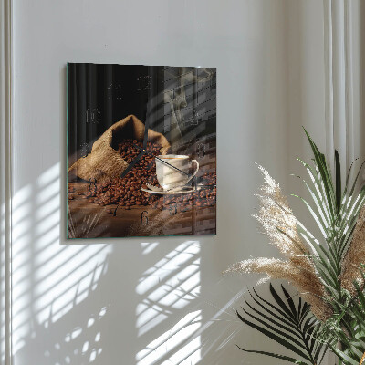 Square kitchen clock Coffee beans